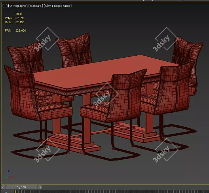 Sleek 10-Piece Modern Dining Set 3D model image 3