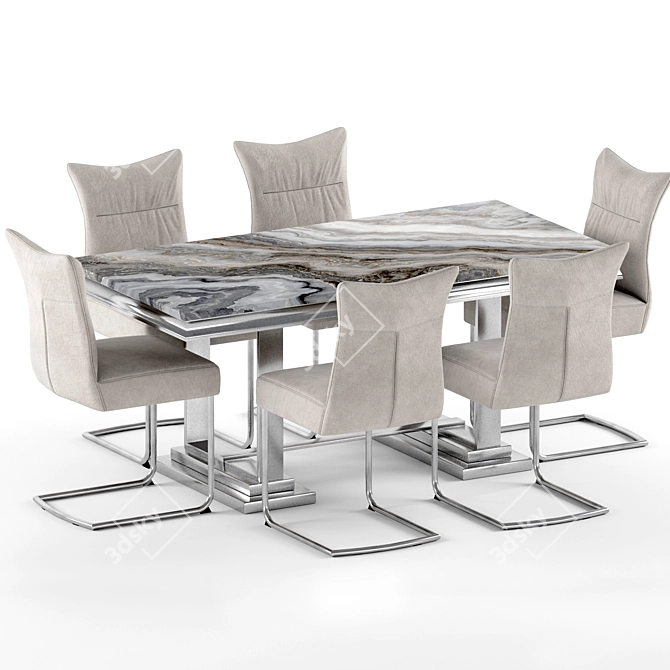 Sleek 10-Piece Modern Dining Set 3D model image 5