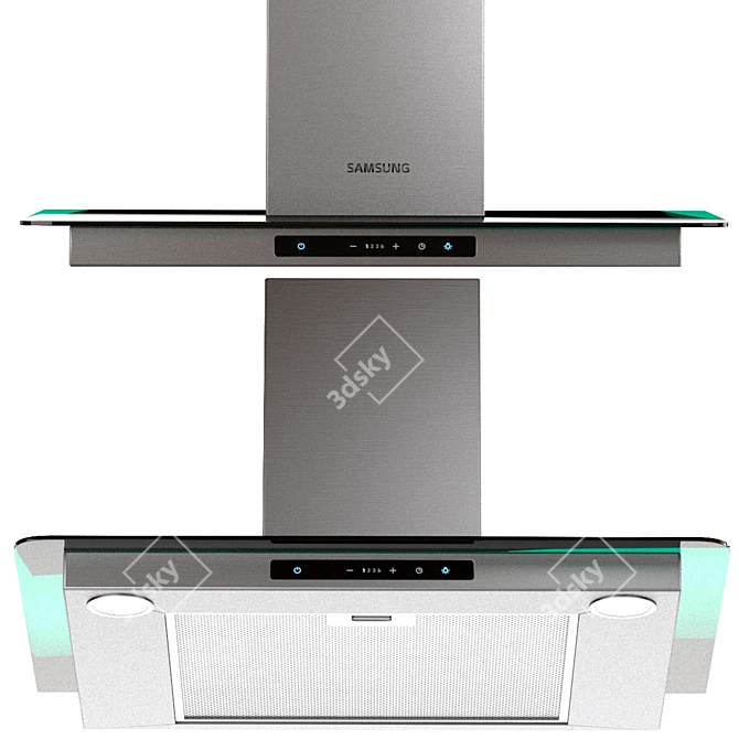 Samsung Kitchen Appliances Bundle: Oven, Induction Hob, Wall-Mount Hood, Fridge 3D model image 4