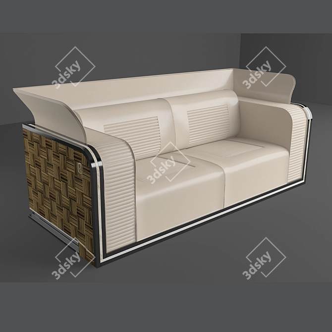 Ardent Deco Sofa: Ebony Makassar, Taj Mahal Stone, Black Lacquer 3D model image 1