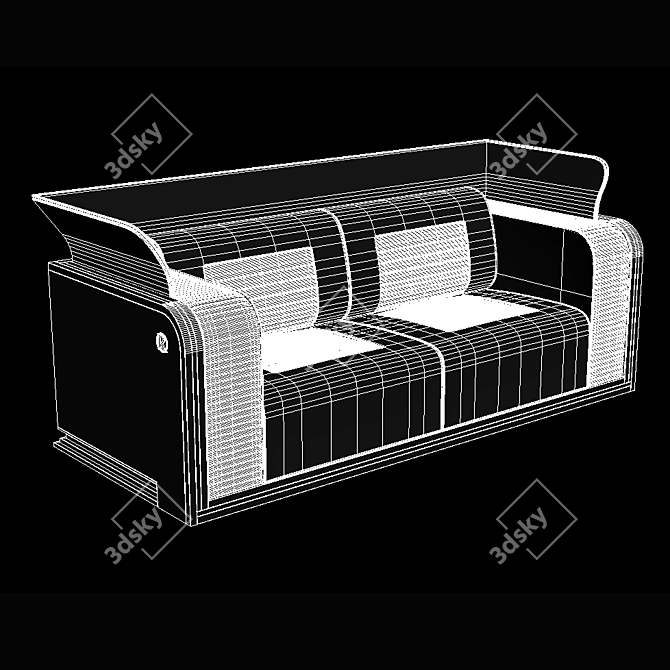 Ardent Deco Sofa: Ebony Makassar, Taj Mahal Stone, Black Lacquer 3D model image 4