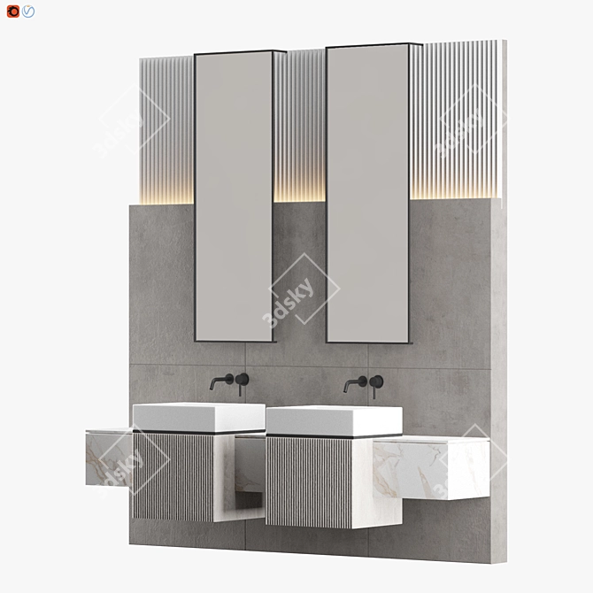Andrei White Bathroom Design 3D model image 2