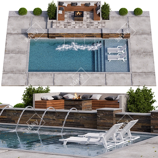 Luxe Pool: 20m2 Modern Design 3D model image 1