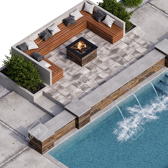 Luxe Pool: 20m2 Modern Design 3D model image 3