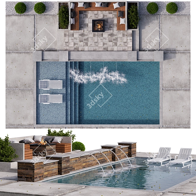 Luxe Pool: 20m2 Modern Design 3D model image 4