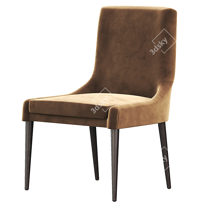 Elegant Ivory Wood Dining Chair 3D model image 4