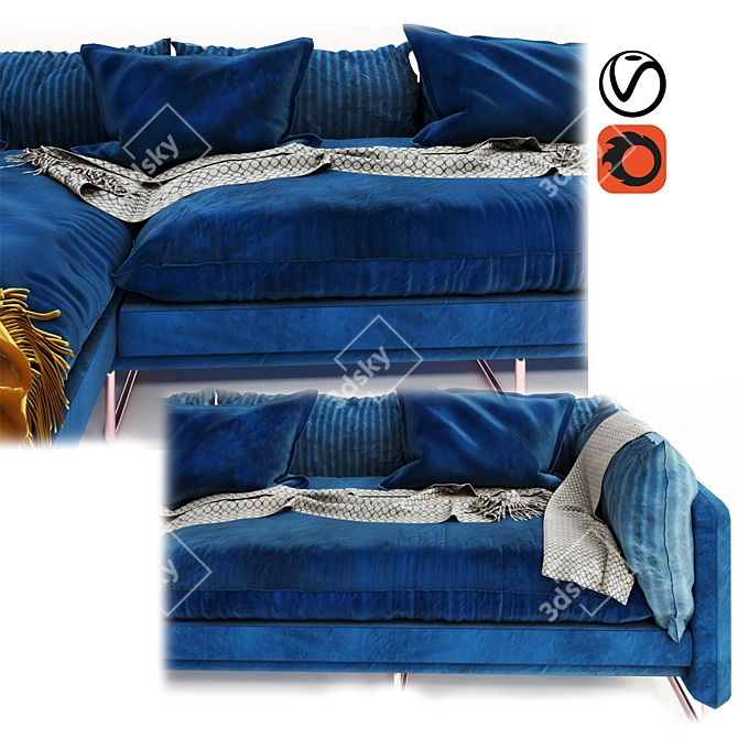 Contemporary Valencina Sofa in 2014 Design 3D model image 2