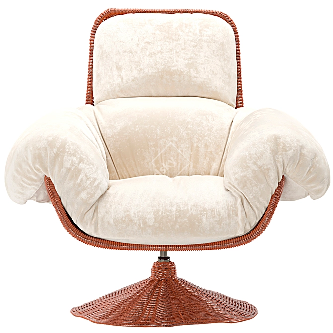 Rotating Rattan Chair with Cushion 3D model image 2