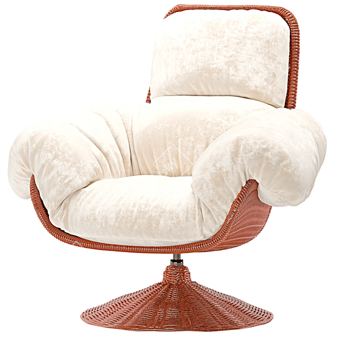 Rotating Rattan Chair with Cushion 3D model image 3