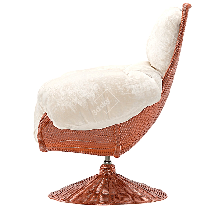 Rotating Rattan Chair with Cushion 3D model image 4