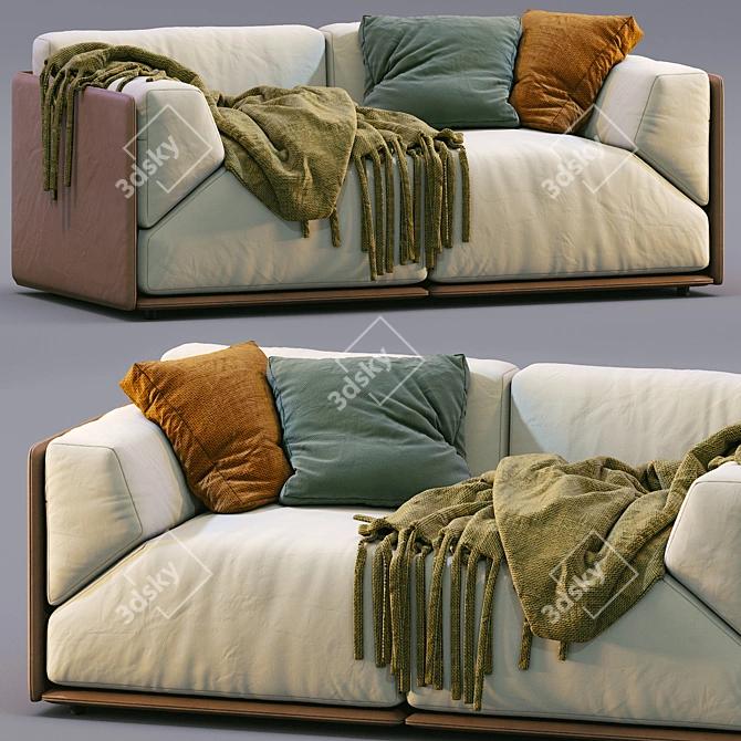 Minimalist Leather Sofa - Meridiani Collection 3D model image 1