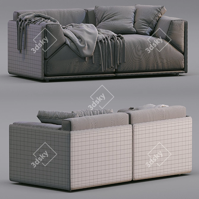 Minimalist Leather Sofa - Meridiani Collection 3D model image 4