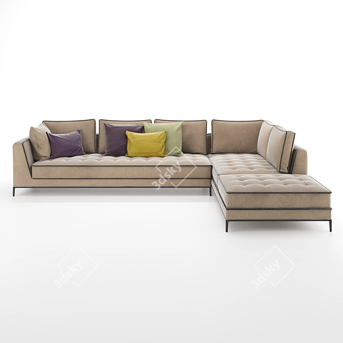 Modern Corner Sectional Sofa 3D model image 2