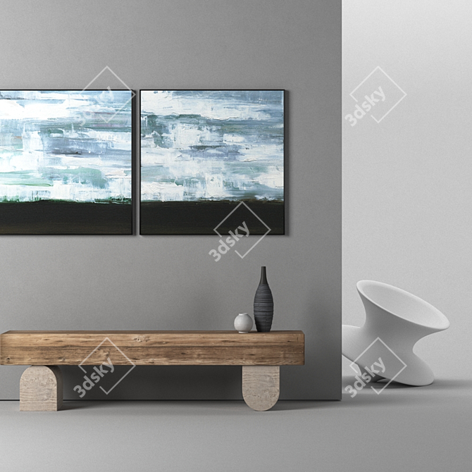 Modern Frame Set: 2 Frames, 1000*1000 mm, Textured 3D model image 3