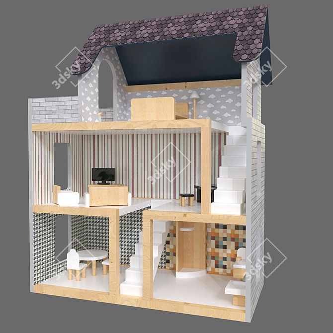 Compact Dollhouse | 3971 Polygons 3D model image 2