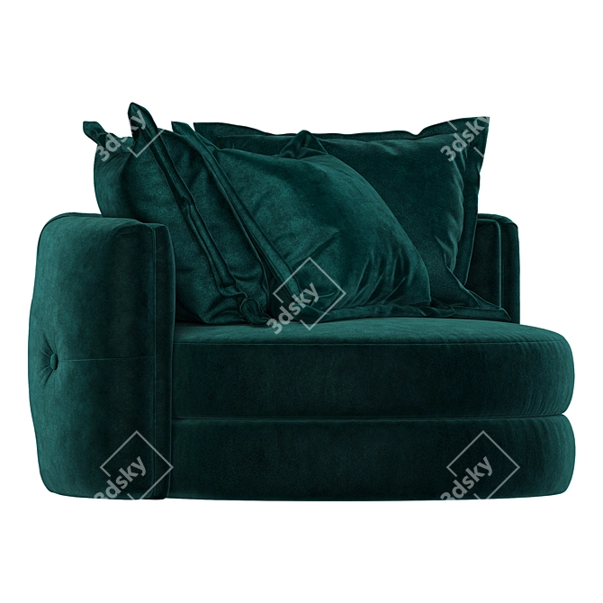 Teal Velvet Twist Chair: Luxury and Comfort 3D model image 2