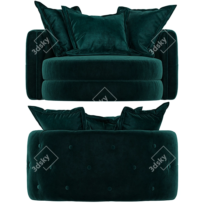 Teal Velvet Twist Chair: Luxury and Comfort 3D model image 4