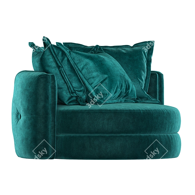 Teal Velvet Twist Chair: Luxury and Comfort 3D model image 7