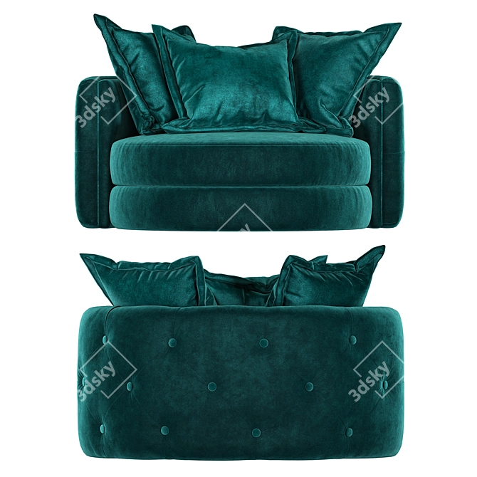 Teal Velvet Twist Chair: Luxury and Comfort 3D model image 10