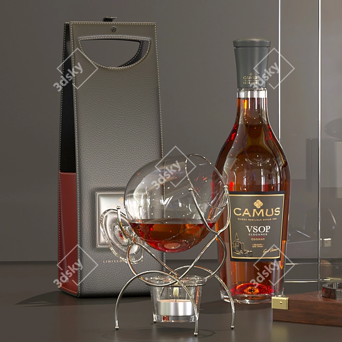 Elegant Cognac Table Fireplace 3D model image 2