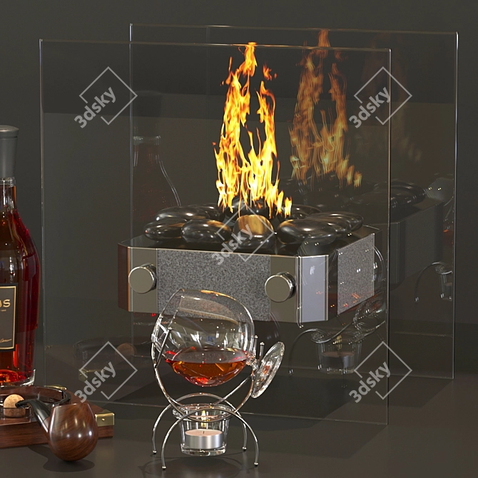 Elegant Cognac Table Fireplace 3D model image 3