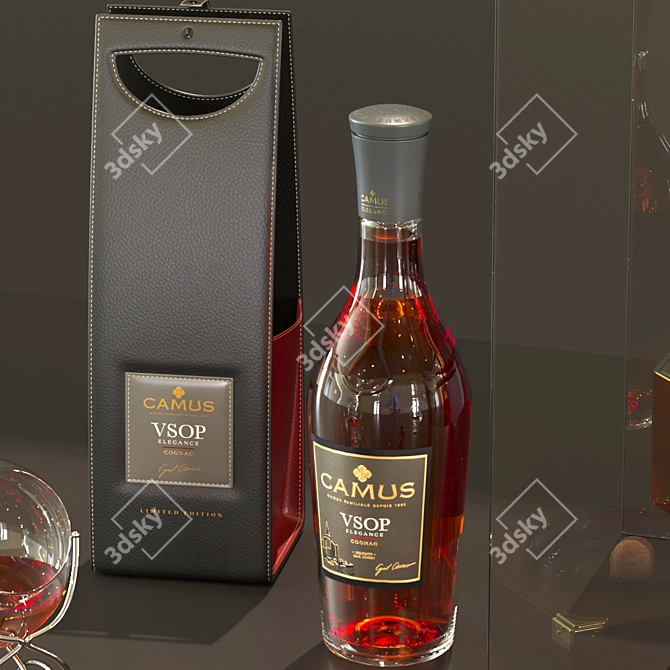 Elegant Cognac Table Fireplace 3D model image 4