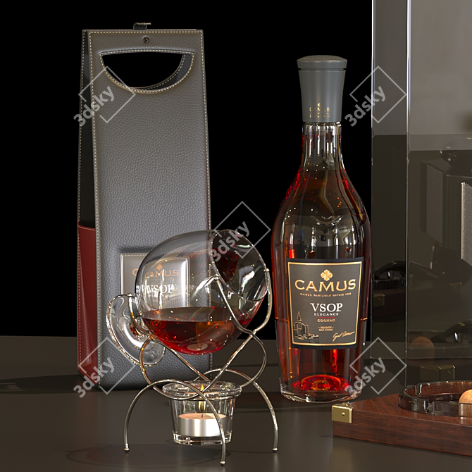 Elegant Cognac Table Fireplace 3D model image 10