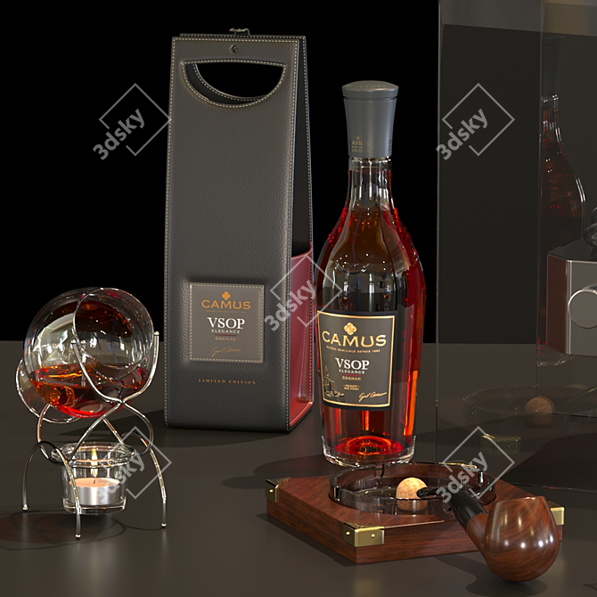 Elegant Cognac Table Fireplace 3D model image 12