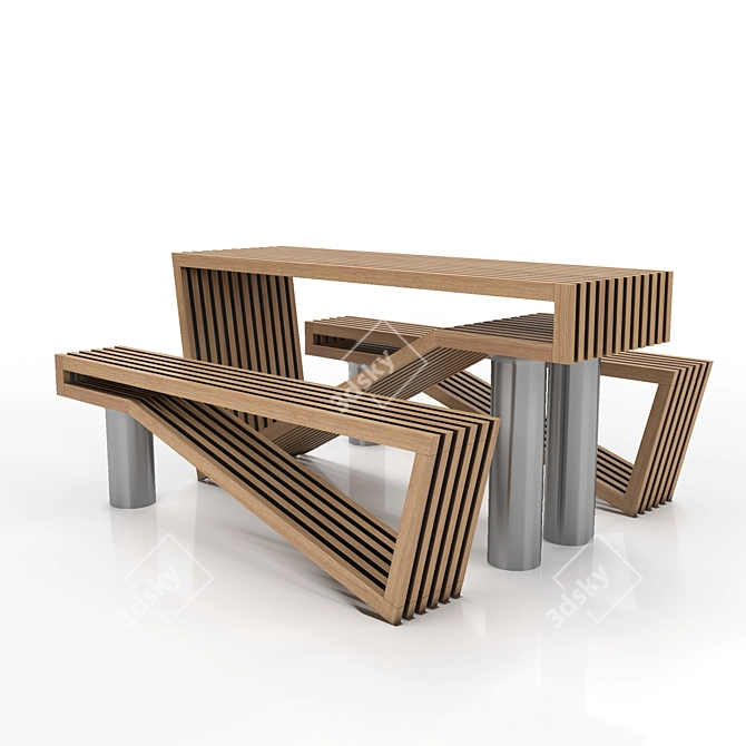 Modern Outdoor Dining Set 3D model image 1