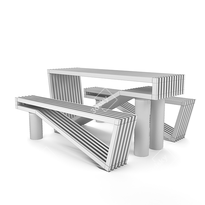 Modern Outdoor Dining Set 3D model image 2