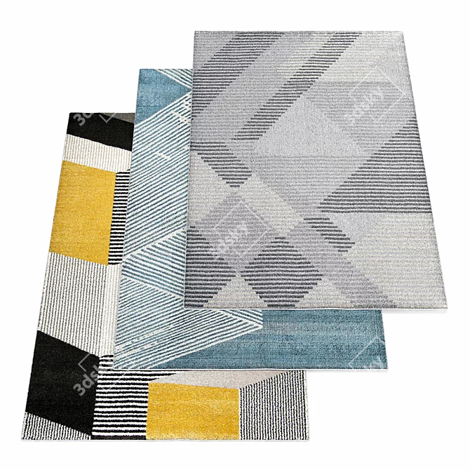 Modern Gray Geometric Rug 3D model image 1