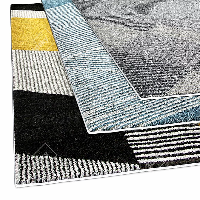 Modern Gray Geometric Rug 3D model image 2