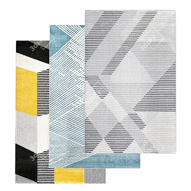 Modern Gray Geometric Rug 3D model image 3