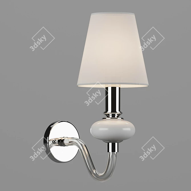 Modern Lume Wall Sconce - White Cone Shade, Chrome Finish 3D model image 1