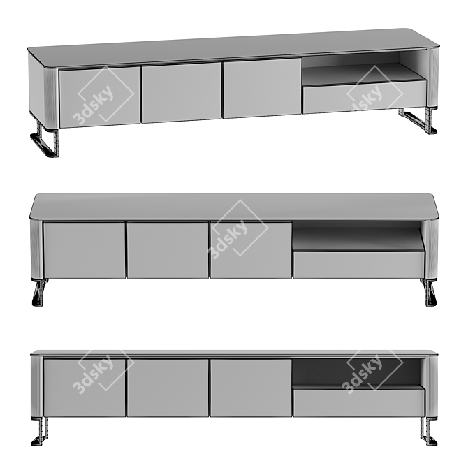 Elegant 2m Walnut TV Stand 3D model image 2