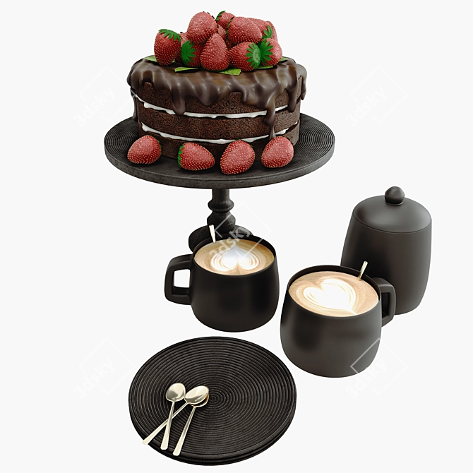 Decadent Chocolate Strawberry Cake 3D model image 2