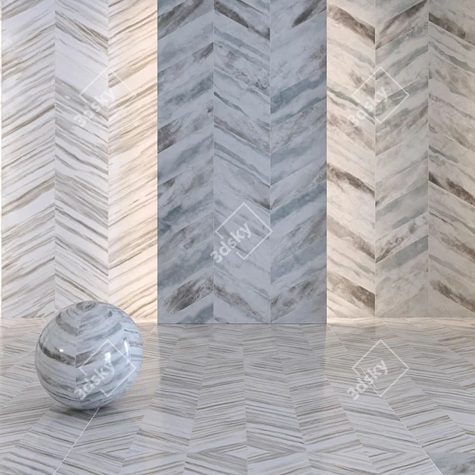 Elegant Gray Marble Tiles 3D model image 1