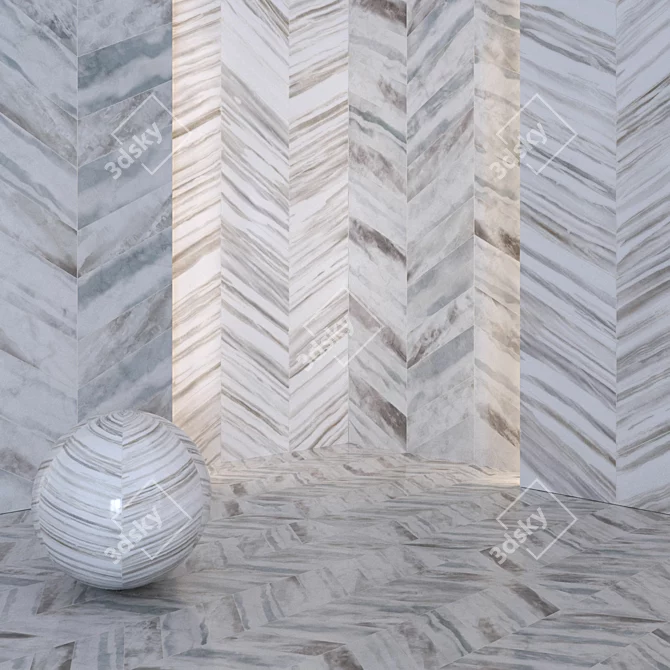 Elegant Gray Marble Tiles 3D model image 2