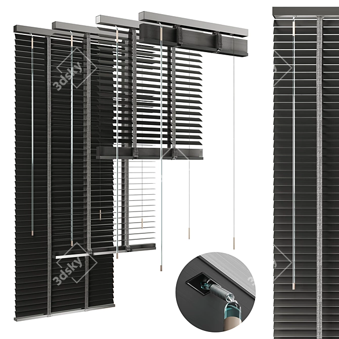 Black Metal Blinds - 600mm 35mm 3D model image 2