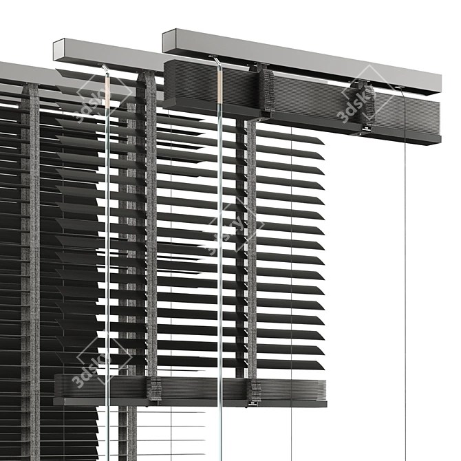 Black Metal Blinds - 600mm 35mm 3D model image 3