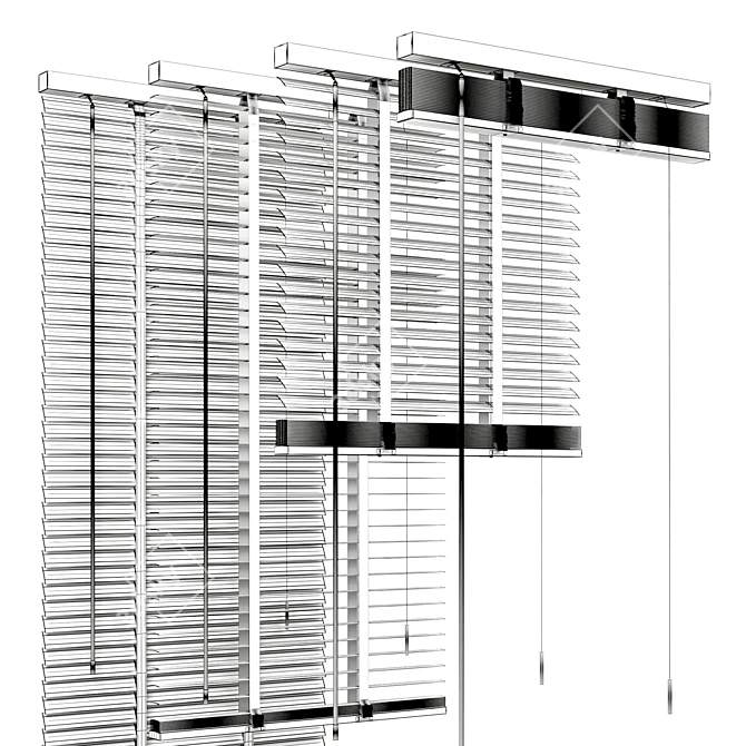 Black Metal Blinds - 600mm 35mm 3D model image 5