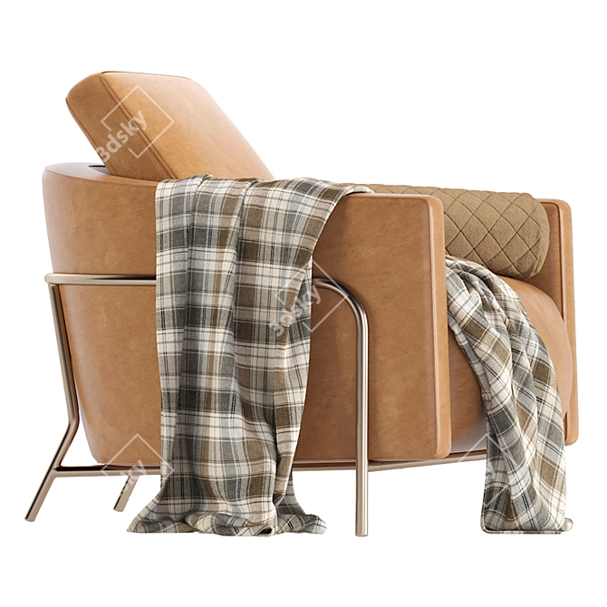 Luxury Giulia Leather Armchair 3D model image 4