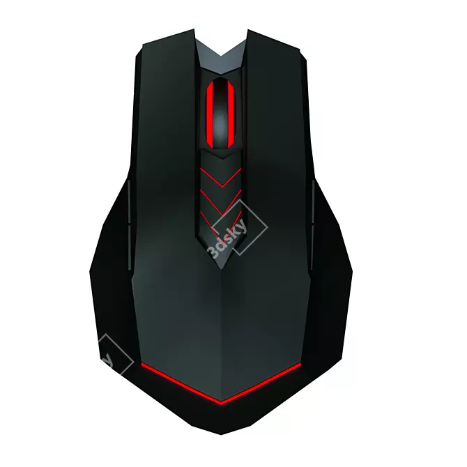 Black Gaming Mouse with Red Backlight 3D model image 2