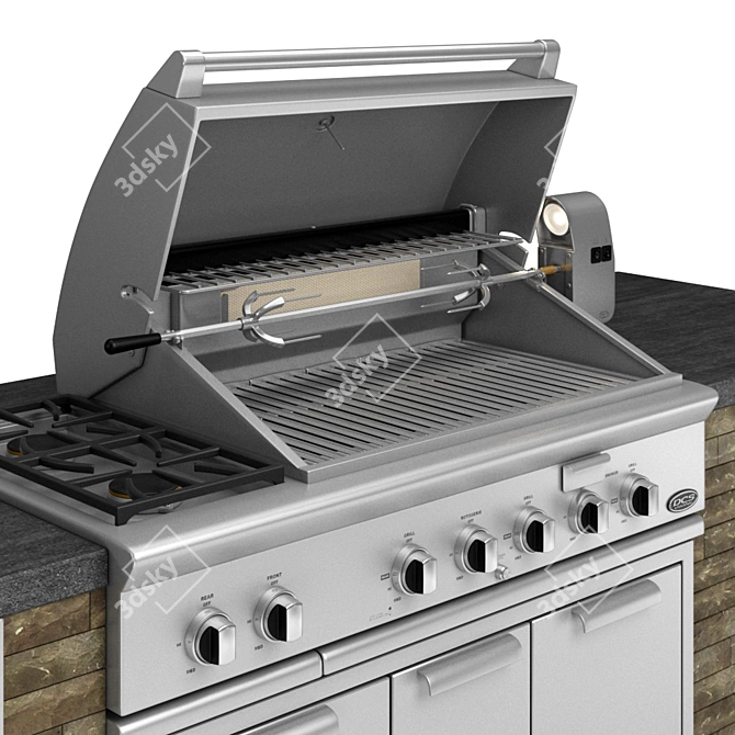 DCS Gas Grill with Side Burners: Ultimate Outdoor Cooking Solution 3D model image 2