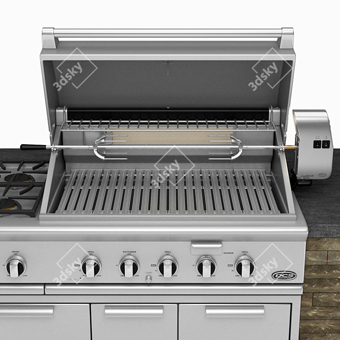 DCS Gas Grill with Side Burners: Ultimate Outdoor Cooking Solution 3D model image 3