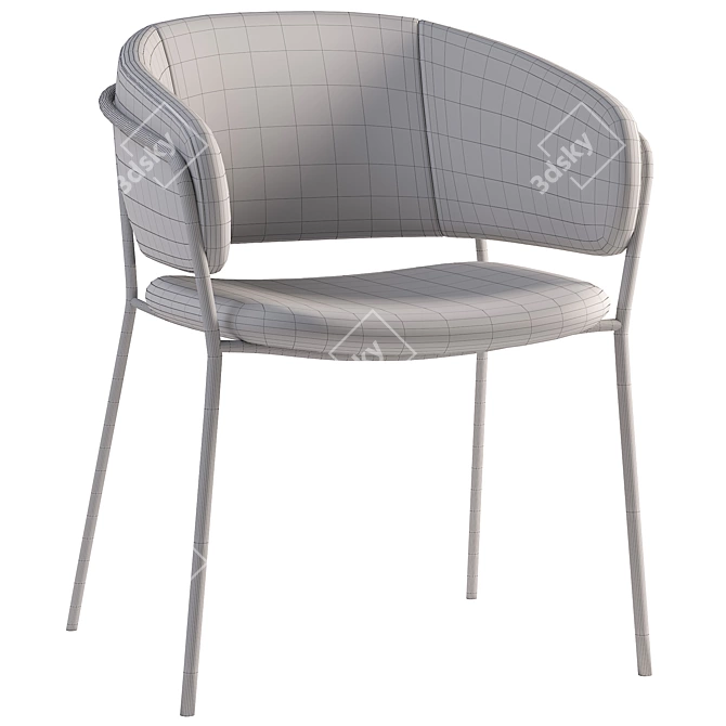 Modern Metal Dining Chair 3D model image 5