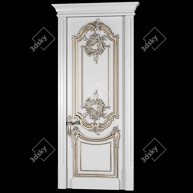 Elegant Arched Classical Door 3D model image 1