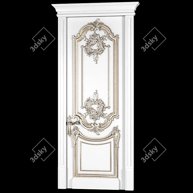 Elegant Arched Classical Door 3D model image 6