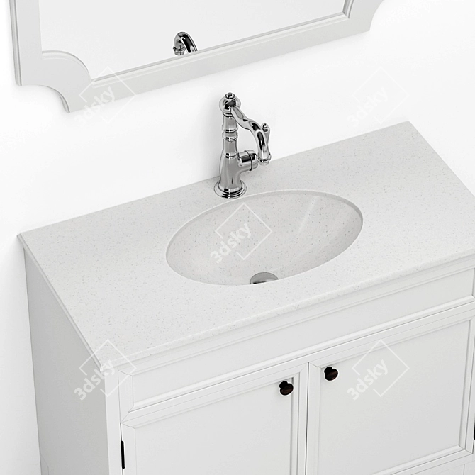Elegant Compact Downton Bathroom Cabinet 3D model image 2