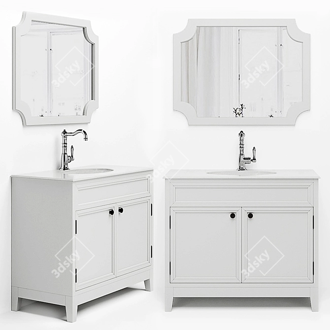 Elegant Compact Downton Bathroom Cabinet 3D model image 5